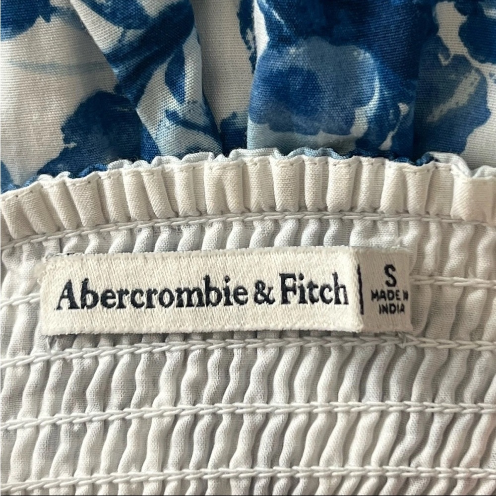 Abercrombie & Fitch Emerson Poplin Puff Sleeve Mini Dress S Blue White Floral - Picture 5 of 10